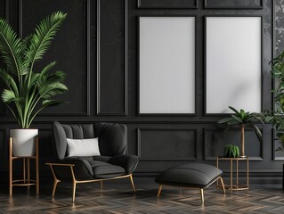 wall art mockup, modern luxury apartment room