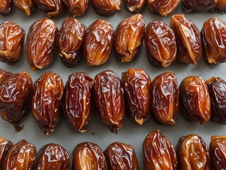 dates close up. date palm background. Date palm on a traditional craftsman market.Horizontal image.