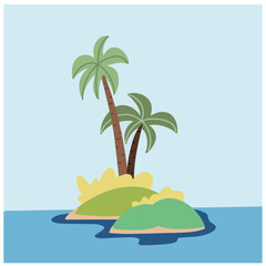 Cool island for summer vector cartoon illustration