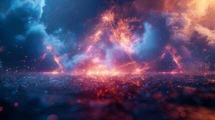 details of huge triangle, blue and purple colors