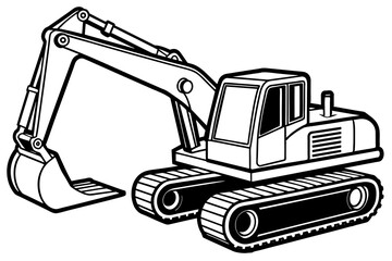  line ,art ,of ,excavator, vector silhouette ,illustration 