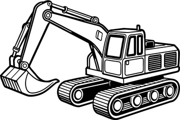  line ,art ,of ,excavator, vector silhouette ,illustration 