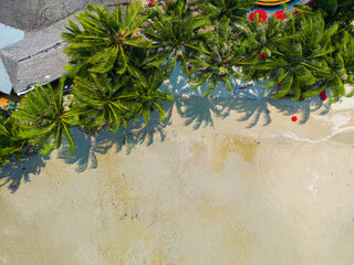 Aerial view tropical white sand sea beach beautiful resort hotel beachfront coconut palm tree