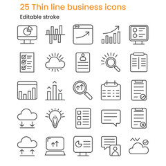 Versatile 25 Thin Line Business Icons