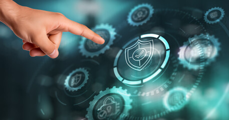 Inscription Cyber Security Protection Technology Concept. Internet safety