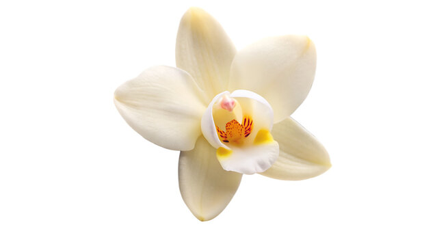 vanilla pod with a flower isolated on transparent background