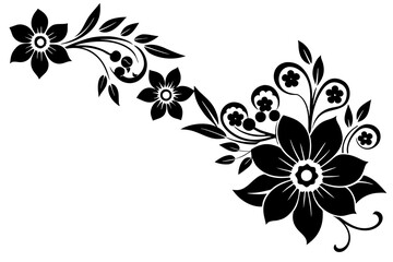 Floral corner design silhouette vector illustration