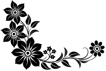 Floral corner design silhouette vector illustration