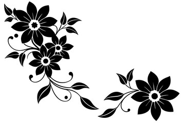 Floral corner design silhouette vector illustration