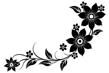 Floral corner design silhouette vector illustration