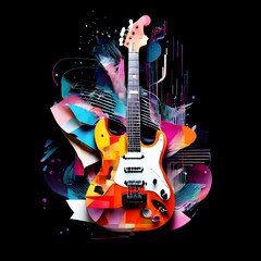 Obraz premium Vibrant Collage: Abstract Blend of Musical Instruments