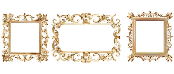 Best design gold classy frame ornaments vintage image  isolated on a white background