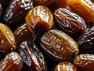 dates close up. date palm background. Date palm on a traditional craftsman market.Horizontal image.