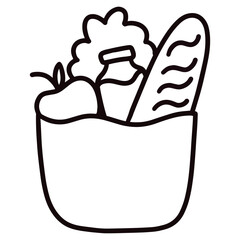 Vector coloring page basket of healthy foods