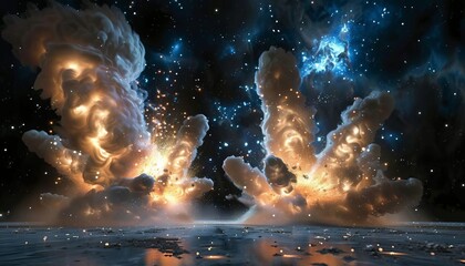 81 Breathtaking cartoon cosmic explosions forming new galaxies in the universe
