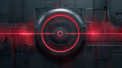 Bank vault black metal door, with red laser lights, futuristic security secure high tec vault, background