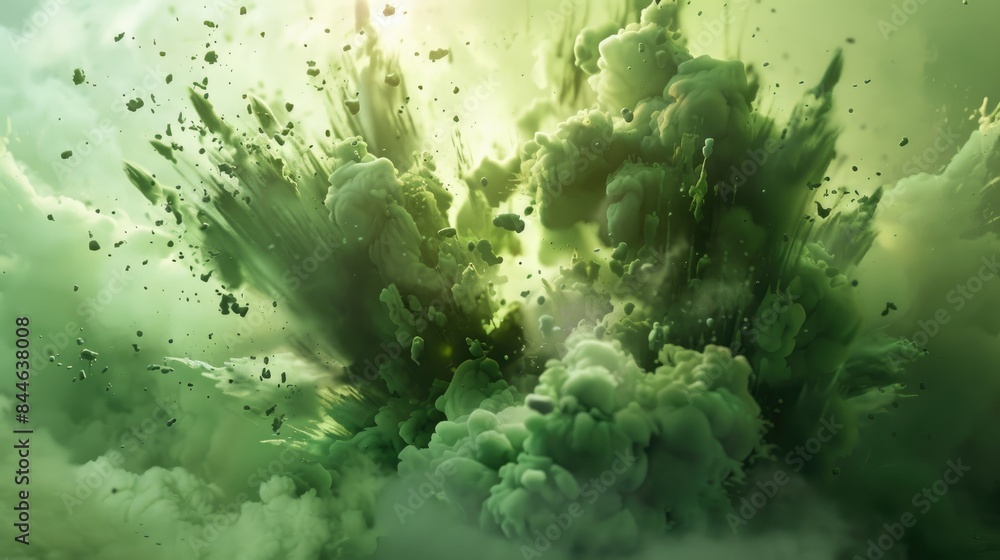 Poster exploding with green color