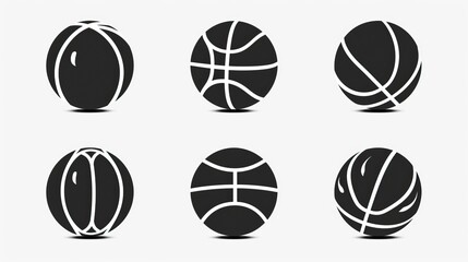 Basketball ball icons set. Basketball ball isolated icon. Black basketball symbols