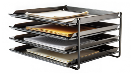 3 tier paper trays on a transparent background.