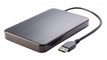 External hard drive on a transparent background.