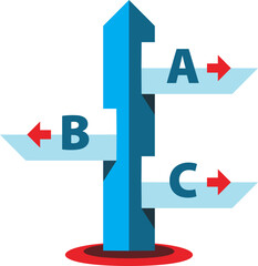 Signpost, navigation map icon.