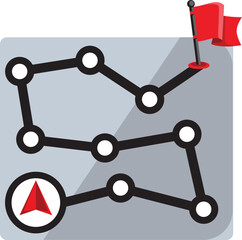 Point-to-point, navigation map icon.