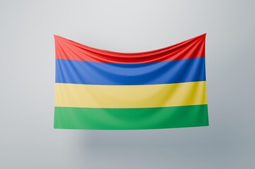 Mauritius Flag Waving Proudly. 3D Flag Banner Illustration image.