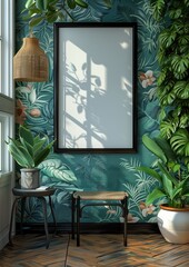 Beautiful modern interior design wall art mockup