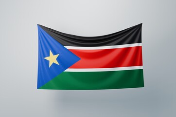 Obraz premium South Sudan Flag Waving Proudly. 3D Flag Banner Illustration image.