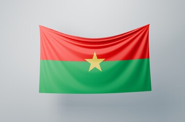 Burkina Faso Flag Waving Proudly. 3D Flag Banner Illustration image.