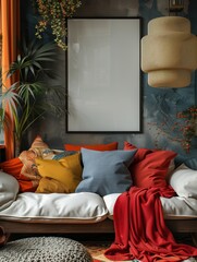 Beautiful modern interior design wall art mockup