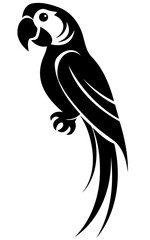 Parrot silhouette vector, black and white illustration of a parrot