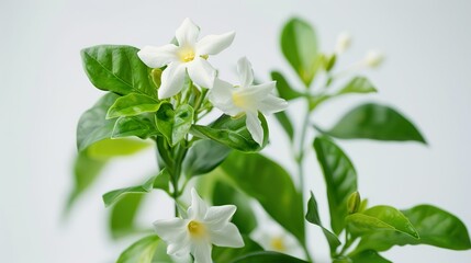 Fototapeta premium Isolate a water jasmine plant in a white background