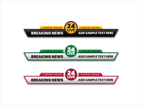 Lower third news line banner vector image, breaking news lower third