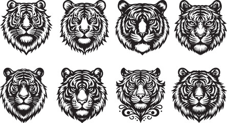 Tiger head Silhouette Vector Illustration