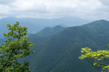 View of the trail from Mt. Bonno-ori via Mt. Kuroyama, Mt. Iwatakeishi, and Mt. Sodake
