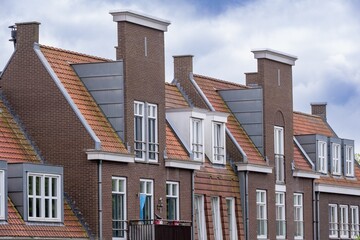 Partial view of terraced houses in the Netherlands