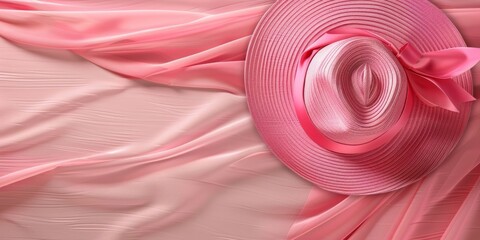 Travel theme wallpaper with fabric texture and hat, perfect for vacation and adventure design themes.