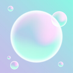 Abstract Shiny Bubbles on Pastel gradient color Background with copy space.  3D sphere shape pastel color design. Creative minimal bubble trendy gradient template. Vector illustration