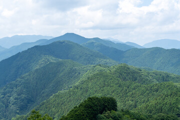 View of the trail from Mt. Bonno-ori via Mt. Kuroyama, Mt. Iwatakeishi, and Mt. Sodake