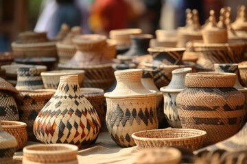 Fototapeta premium Resourceful Street craft market seller. Art traditional travel shop market. Generate ai