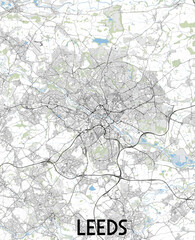 Leeds, United Kingdom map poster art