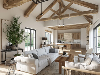 Bauernhaus, Landhaus-Innenarchitektur eines modernen Wohnzimmers.