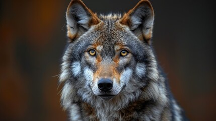 Obraz premium A captivating portrait of a wolf with deep, intense eyes, showcasing wildlife beauty