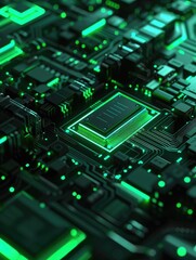 Fototapeta premium Close-up of circuit board with green lights