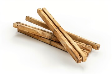 A set of bamboo chopsticks on a white background. The image focuses on wooden utensils. Conceptualized in traditional style. Perfect for culinary themes and food-related content. Generative AI