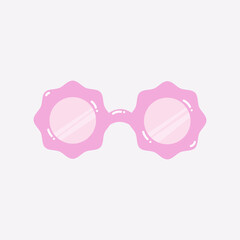 Pink sunglasses. Hand drawn retro style illustration.