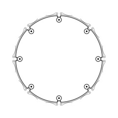 Abstract Black Simple Line Round Circle With Leaf Leaves Frame Flowers Doodle Outline Element Vector Design Style Sketch Isolated Illustration For Wedding And Banner