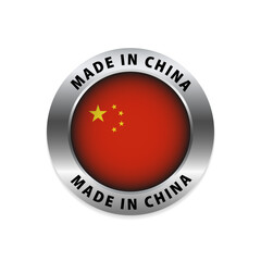 Made in China rounded vector symbol. Made in China flag logo. Made in China tag label. Vector illustration
