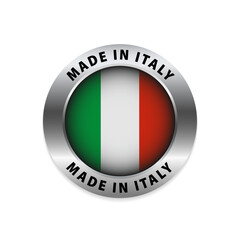 Made in Italy round label vector symbol. Made In Italy Flag Isolated on white background. Vector illustration